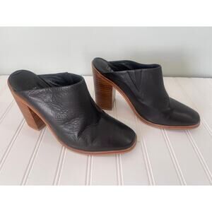 Sol Sana Black Leather Bootie Clog Mules Heels - Size Women's 9